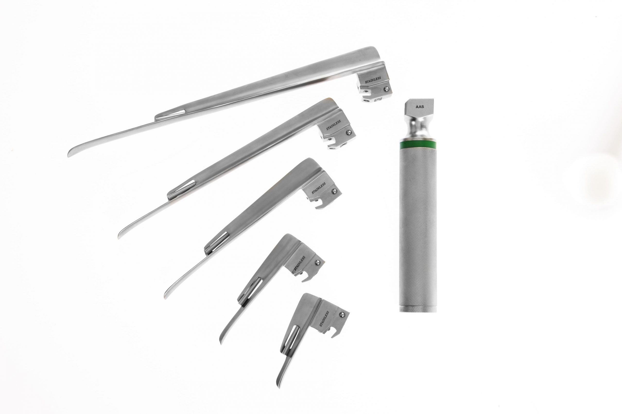 Laryngoscope Set Fibre Optic 5Blade LH Advanced Anaesthesia Specialists